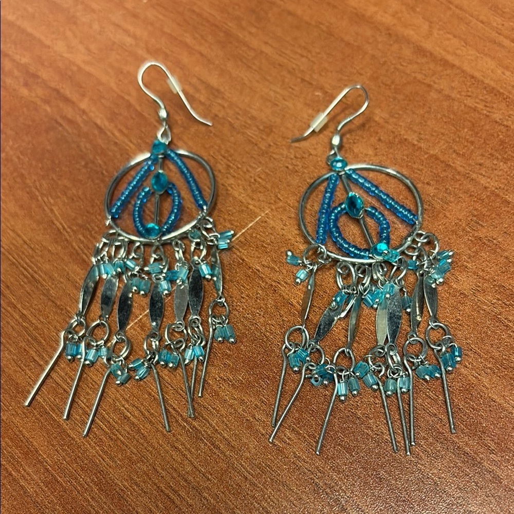 4/$20 Blue Beaded Dangle Earrings